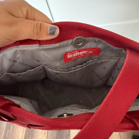 Red Seatbelt Bag With Zipper - Picture 4 of 4